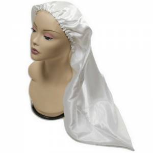 Long Silk Bonnet - White